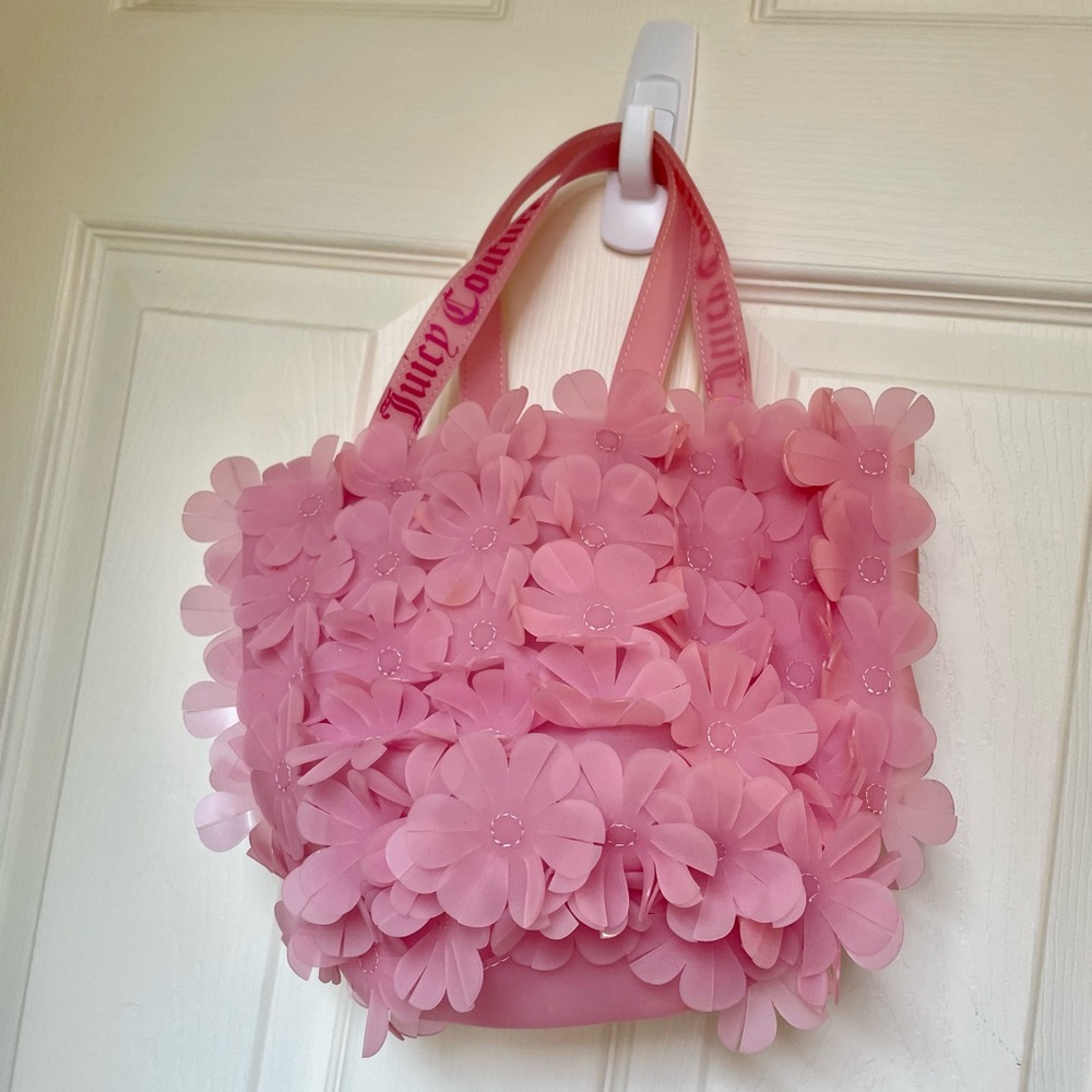 Juicy Couture pink 3d flower mini tote bag